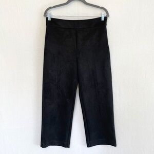 ANN TAYLOR Women's Size 4 Sueded Microfiber Wide Leg Ankle Pants Black